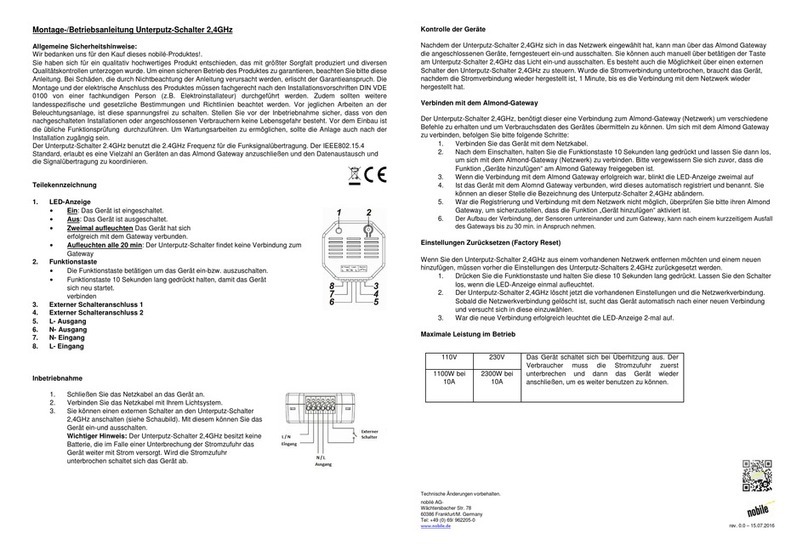 Nobile 9108011001 Mounting Operation Instruction Nobile 9108011001 Mounting Operation Instruction