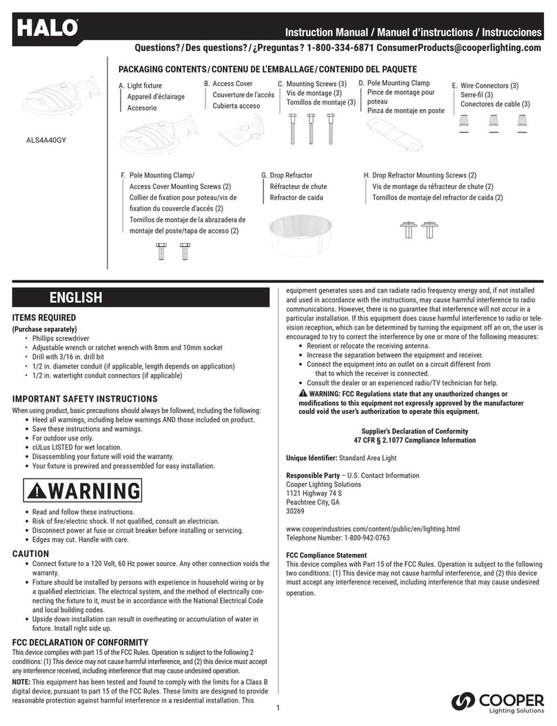 Cooper Lighting Solutions HALO ALS4A40GY User manual