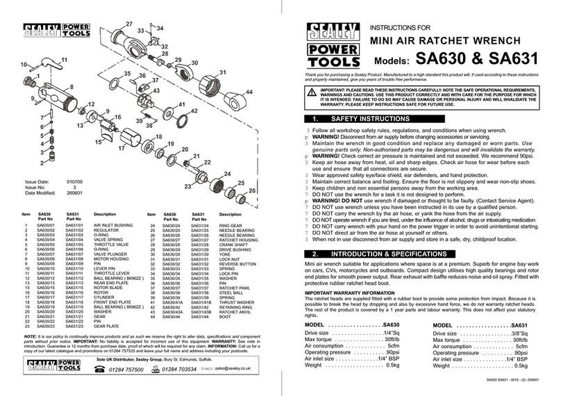Sealey SA630 instructions