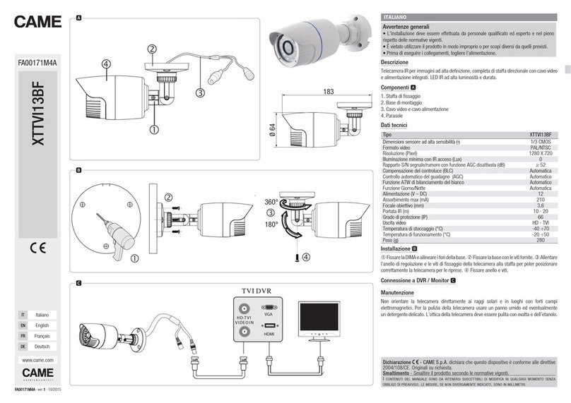 CAME XTTVI13BF User manual