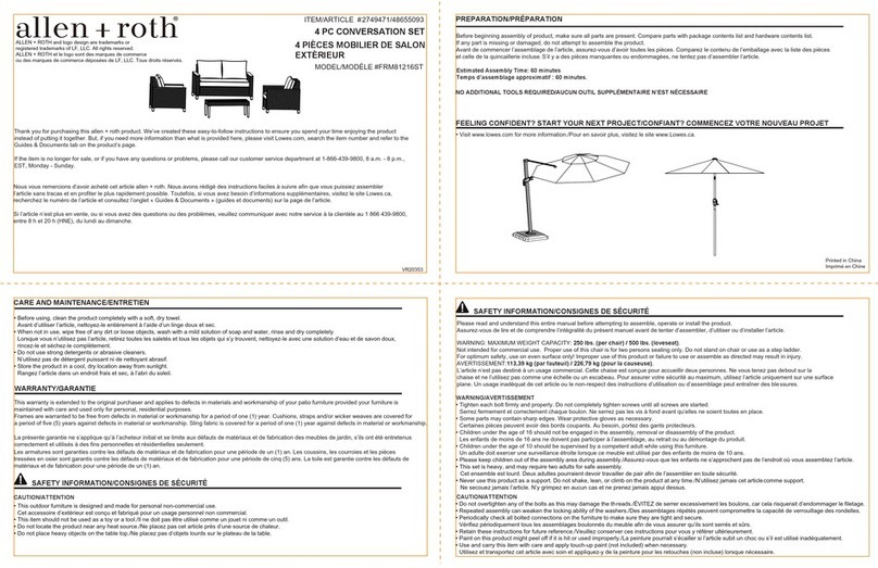 Allen + Roth FRM81216ST User manual Allen + Roth FRM81216ST User manual