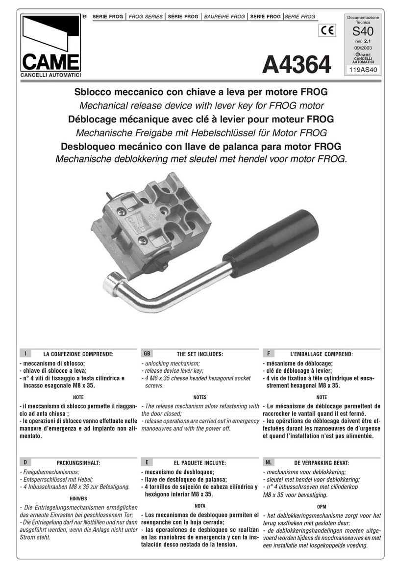 CAME FROG series quick start guide
