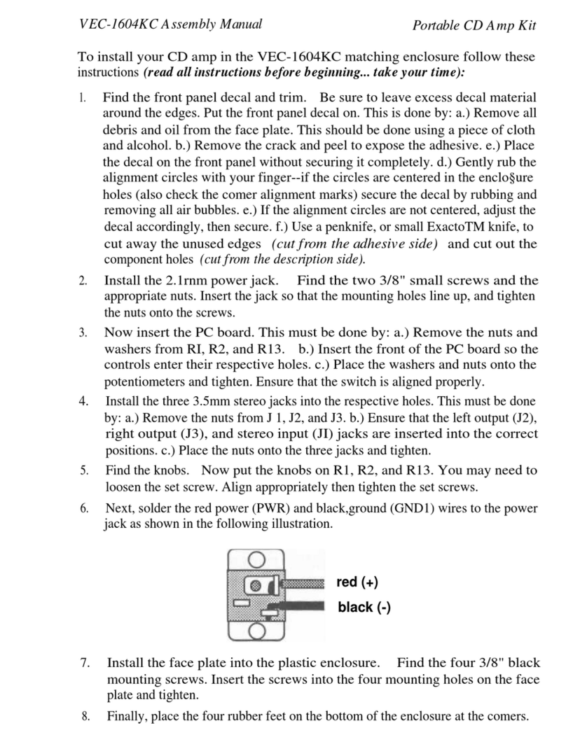 Vectronics VEC-1604KC Assembly manual