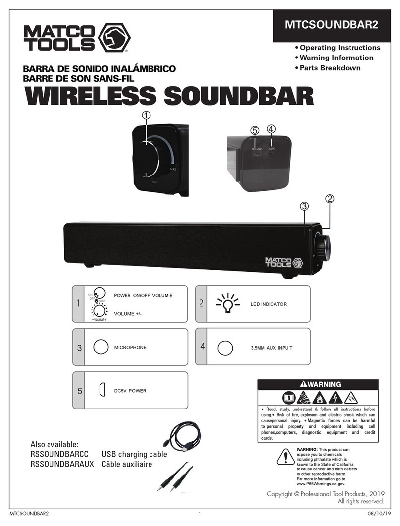 Matco Tools MTCSOUNDBAR2 operating instructions