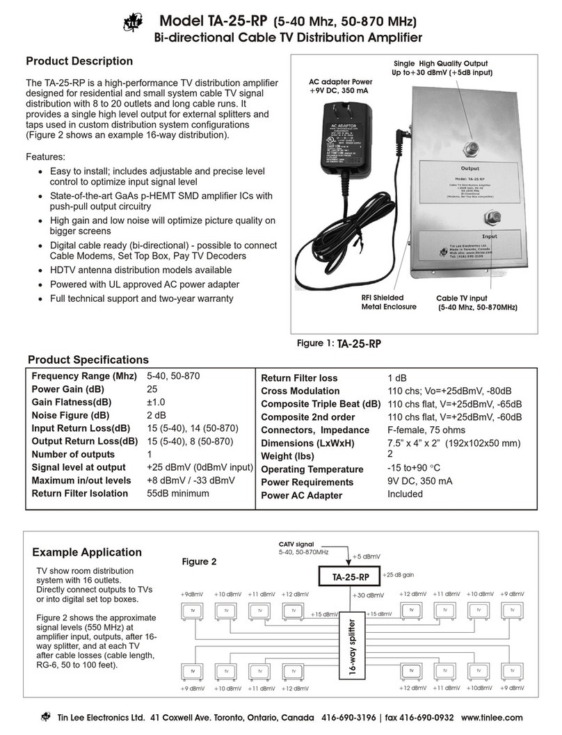Tin Lee Electronics TA-25-RP quick start guide