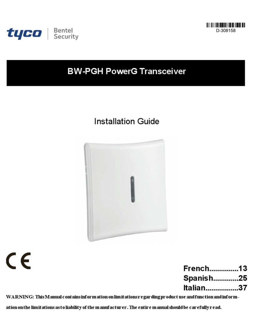 Johnson Controls Tyco Bentel Security PowerG BW-PGH installation guide