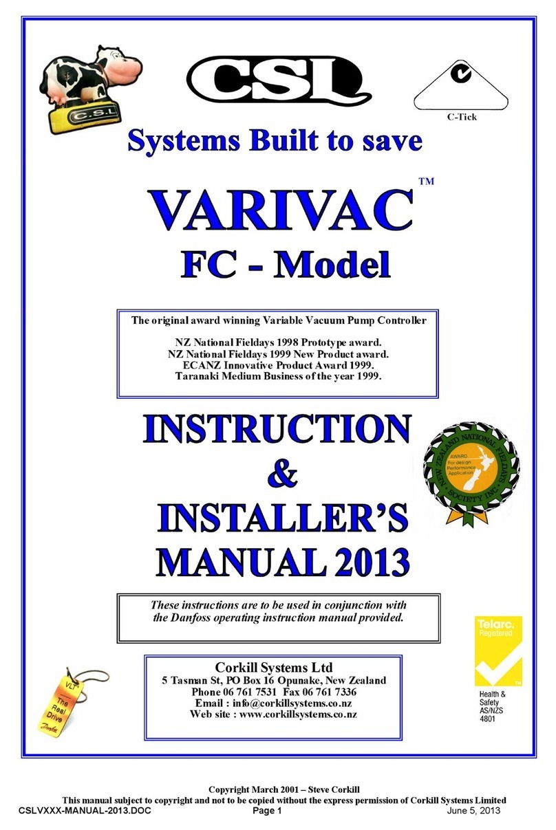 CSL VARIVAC FC INSTRUCTION & INSTALLER'S MANUAL