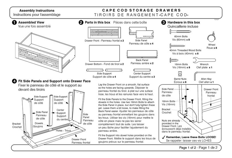 Night & Day Furniture CAPE COD STORAGE DRAWERS Assembly instructions