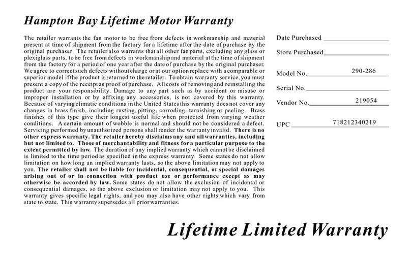 HAMPTON BAY 290-286 User manual