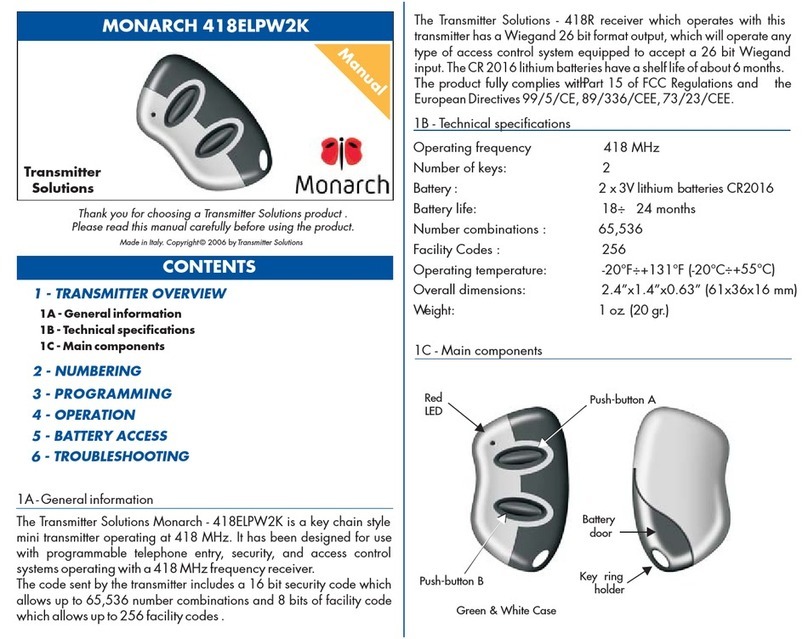 Transmitter Solutions MONARCH 418ELPW2K User manual