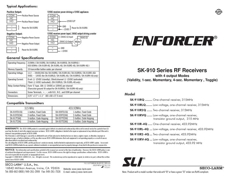SECO-LARM Enforcer SK-910 Series User manual SECO-LARM Enforcer SK-910 Series User manual