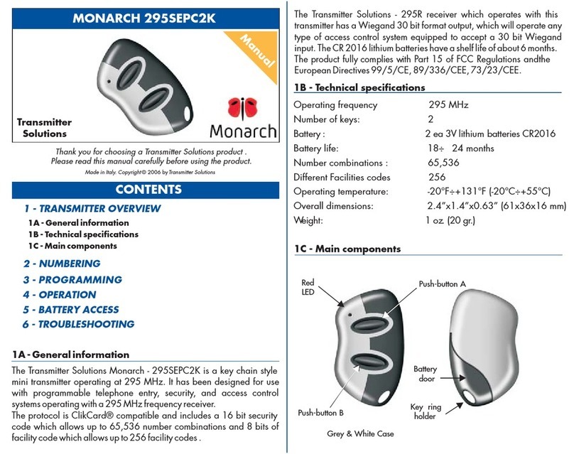 Transmitter Solutions MONARCH 295SEPC2K User manual