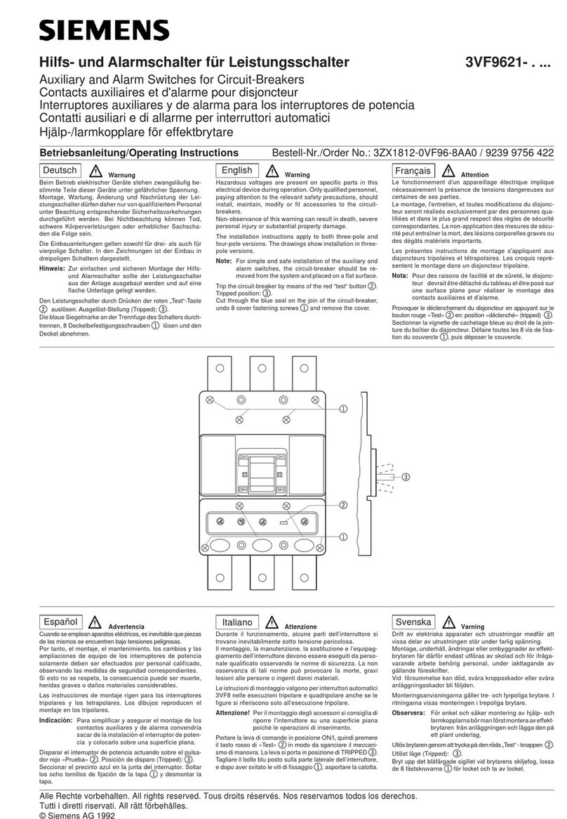 Siemens 3VF9621 Series User manual