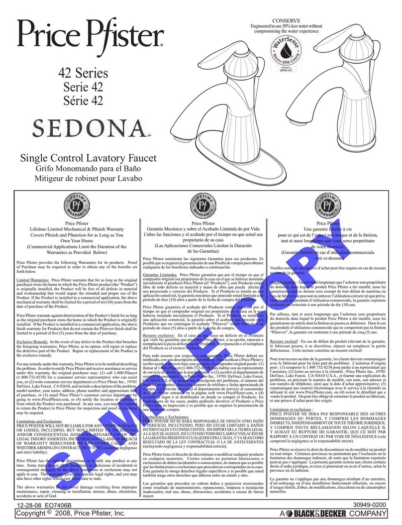 Black & Decker Price Pfister Portola 42 Series User manual