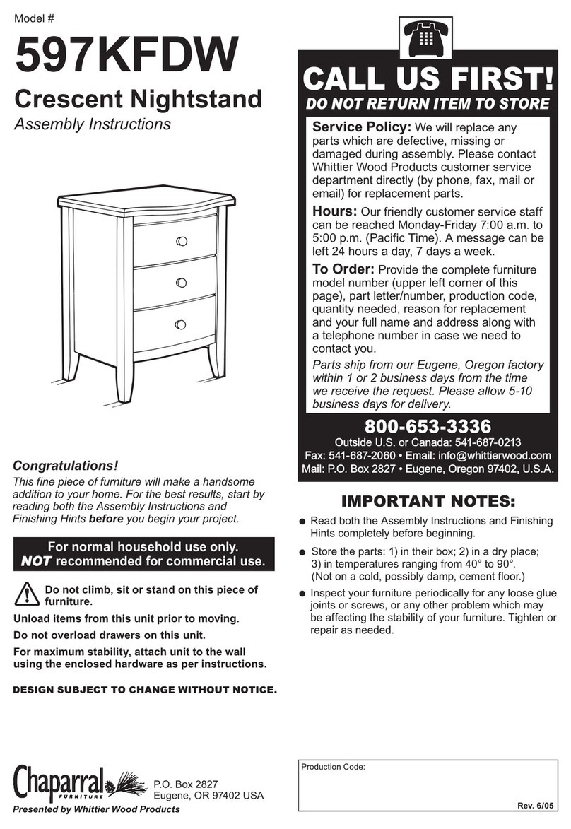 Whittier Wood Products Chaparral 597KFDW Assembly instructions