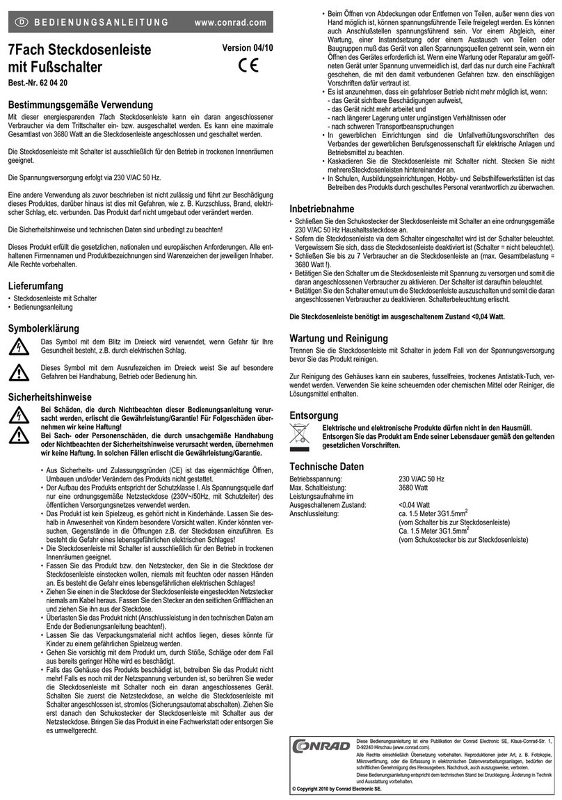 Conrad 62 04 20 User manual