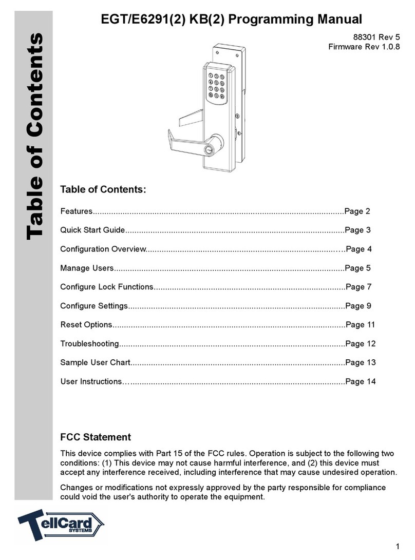 TellCard Systems EGT/E6291(2) KB(2) Programming manual