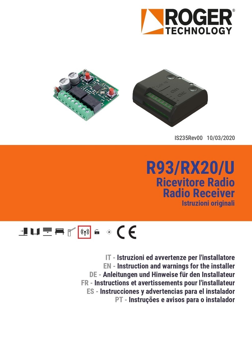 Roger Technology R93/RX20/U Instruction and warnings for the installer
