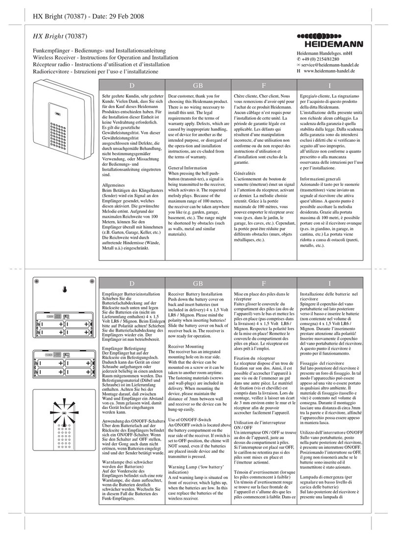 Heidemann HX Clock Instructions for operation and installation