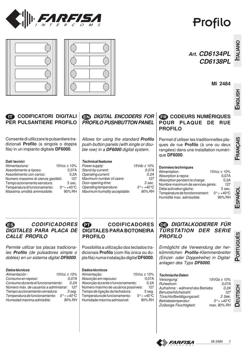 FARFISA INTERCOMS Profilo CD6134PL manual