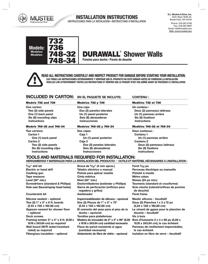 Mustee DuraWall 732 installation instructions