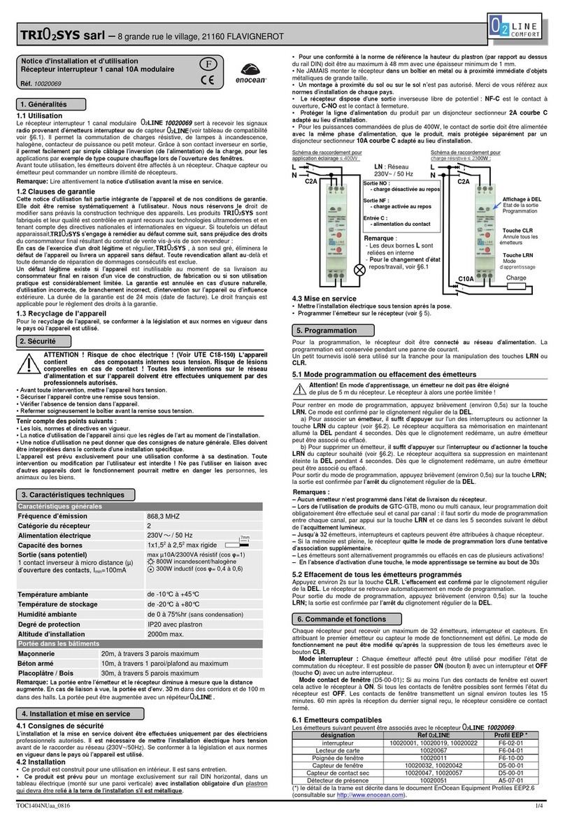 EnOcean TRI02SYS sarl Installation and operating manual