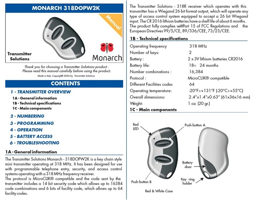 Transmitter Solutions MONARCH 318DOPW2K manual
