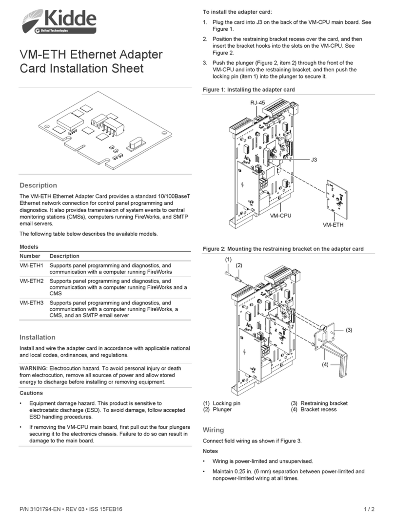 United Technologies Kidde VM-ETH Installation sheet United Technologies Kidde VM-ETH Installation sheet