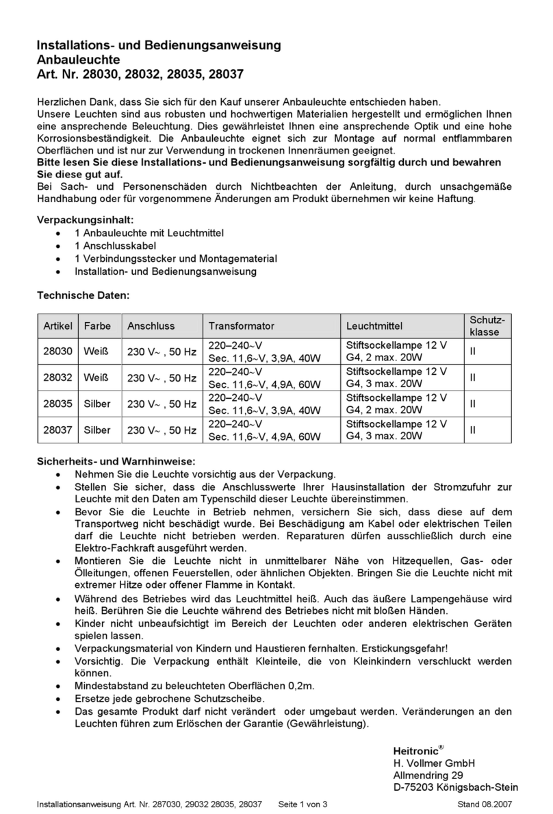 Heitronic 28030 Installation and operating instructions