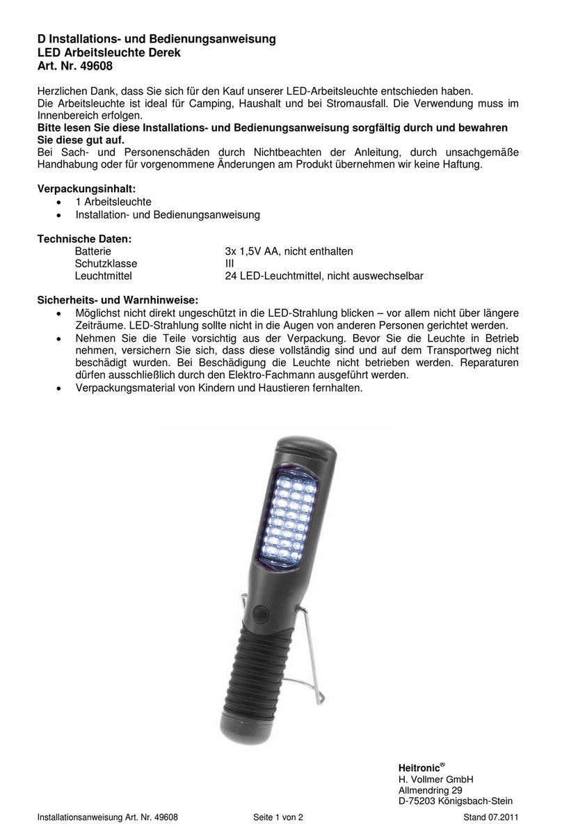 Heitronic Derek Installation and operating instructions