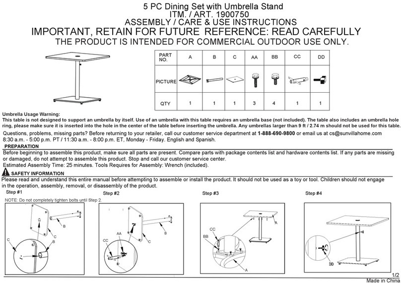 SUNVILLA 1900750 Assembly / care & use instructions