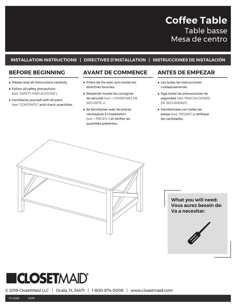Closet Maid Coffee Table installation instructions Closet Maid Coffee Table installation instructions