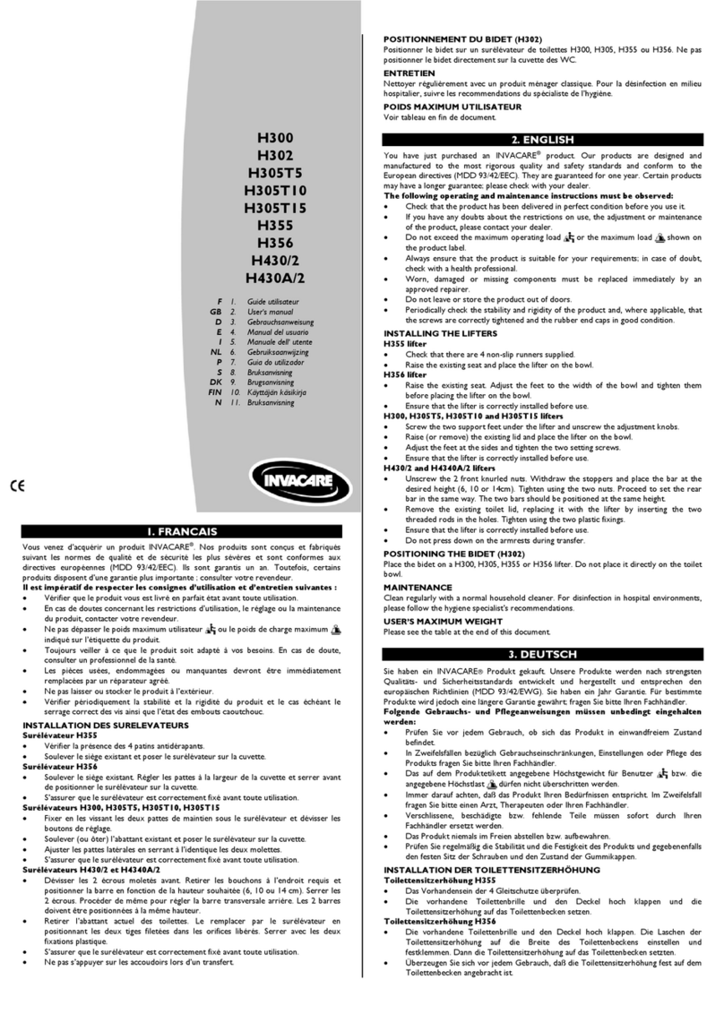 Invacare H430A/2 user manual Invacare H430A/2 user manual