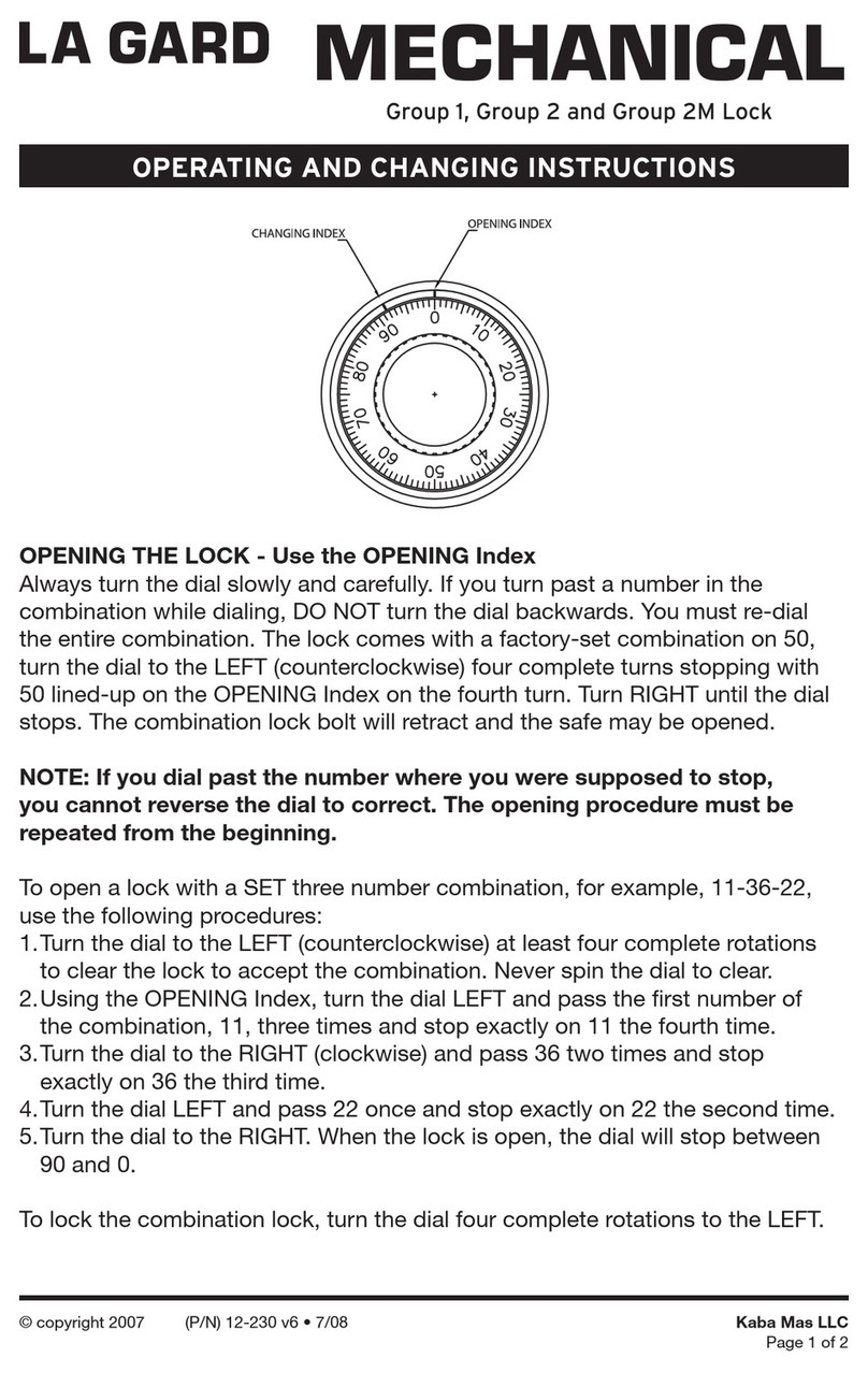 Kaba La Gard MECHANICAL OPERATING AND CHANGING INSTRUCTIONS