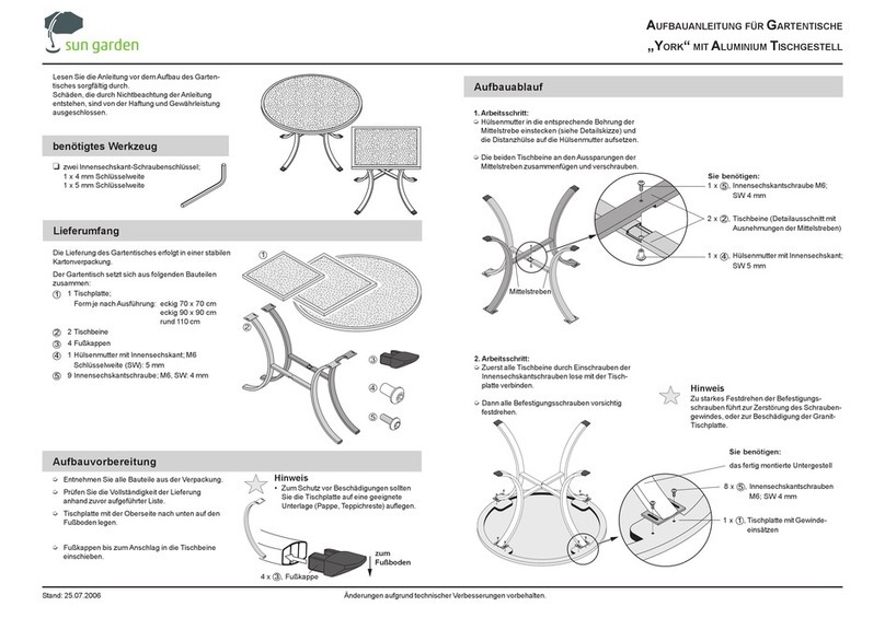 sun garden York Assembly instructions