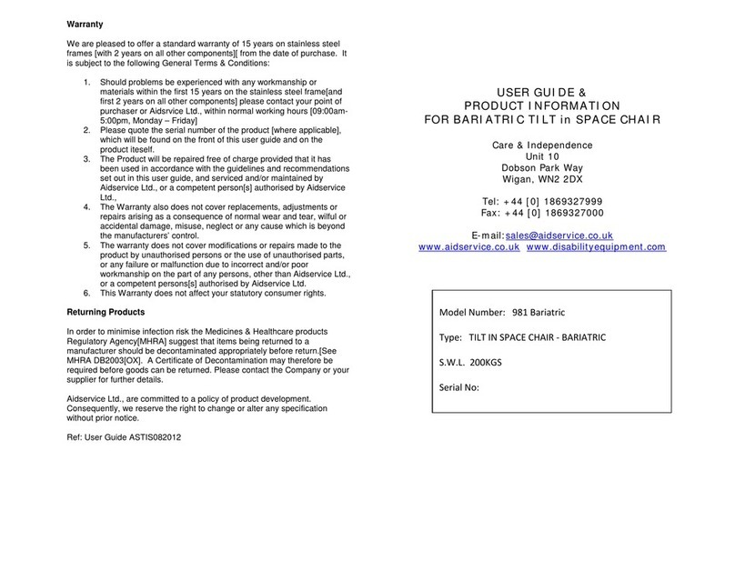 Care & Independence Bariatric 981 User manual Care & Independence Bariatric 981 User manual