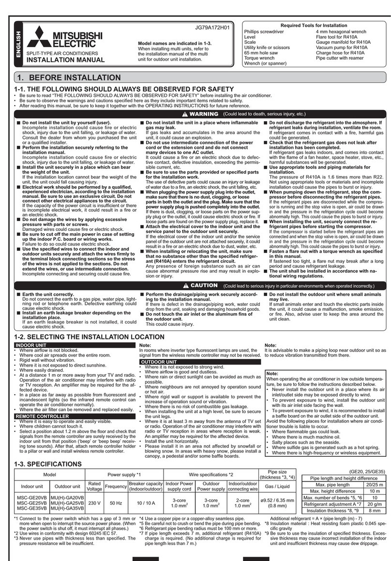 Mitsubishi Electric MSC-GE20VB User manual