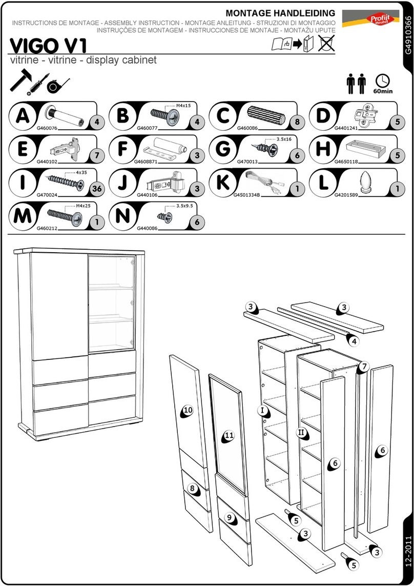Profijt Meubel VIGO V1 Display cabinet Assembly instruction Profijt Meubel VIGO V1 Display cabinet Assembly instruction