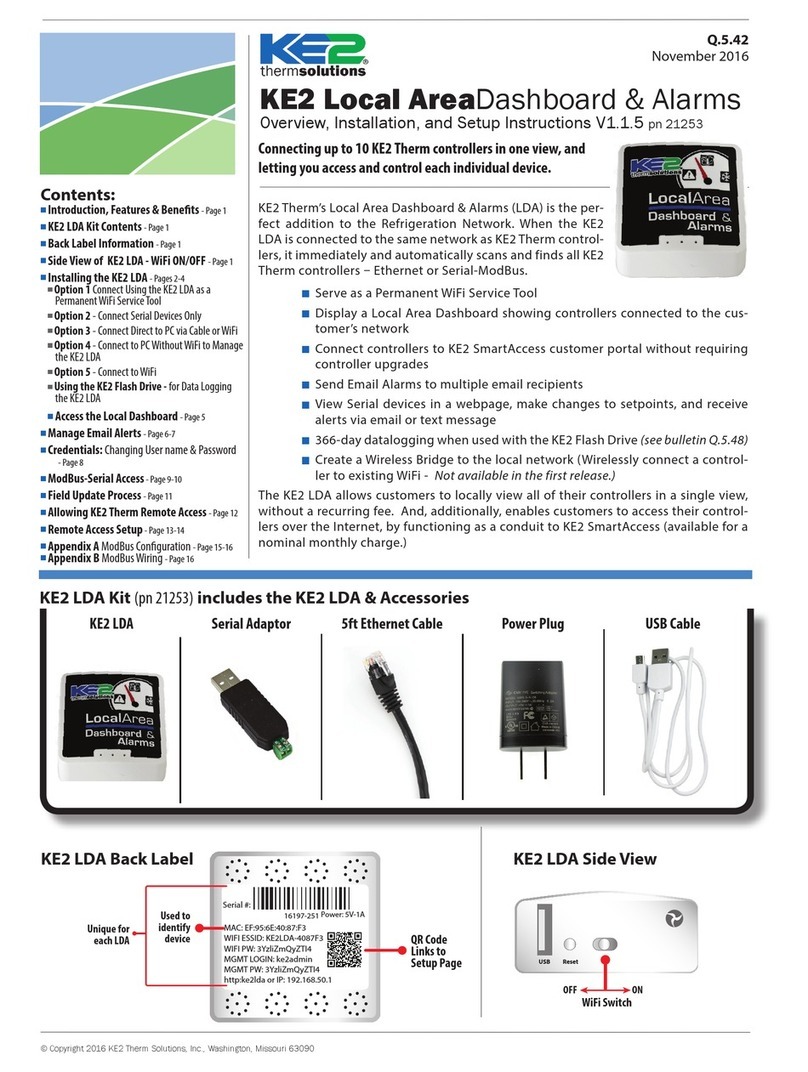 KE2 Therm Solutions KE2 Local AreaDashboard & Alarms Overview, Installation, and Setup Instructions KE2 Therm Solutions KE2 Local AreaDashboard & Alarms Overview, Installation, and Setup Instructions