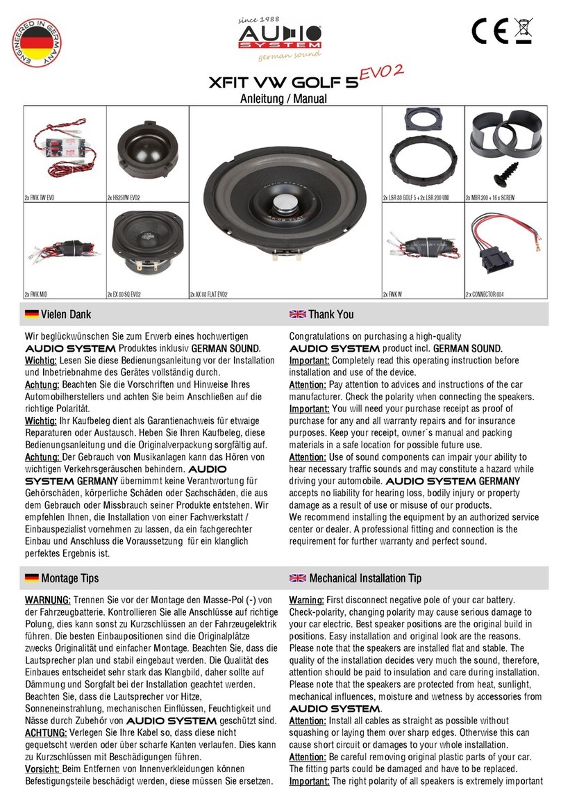 Audiosystem XFIT VW GOLF 5 EVO 2 User manual