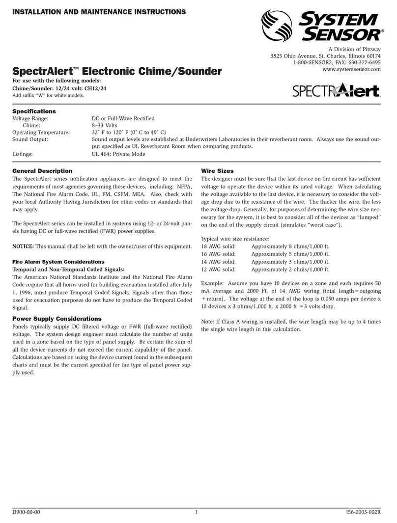 Pittway SYSTEM SENSOR SpectrAlert CH12/24 User manual