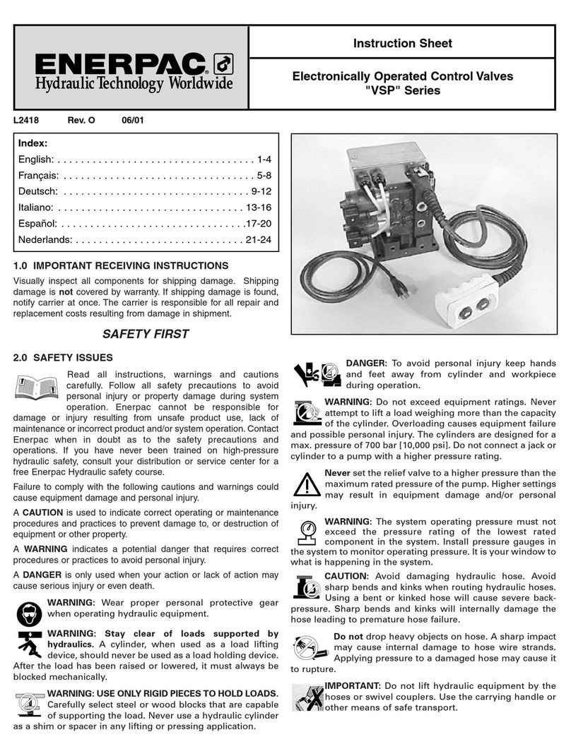 Enerpac VSP Series instruction sheet
