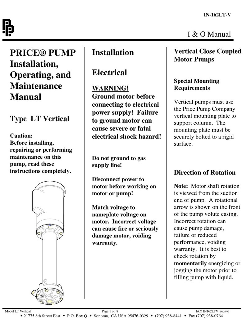 PRICE PUMP LT Vertical Installation, operating and maintenance manual PRICE PUMP LT Vertical Installation, operating and maintenance manual