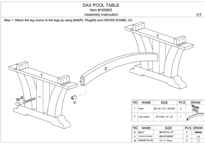 Frontgate DAX POOL TABLE 165665 Assembly instruction
