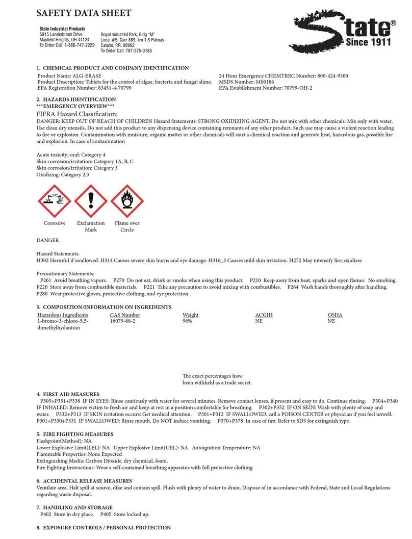 State Water Heaters ALG-ERASE Safety datasheet