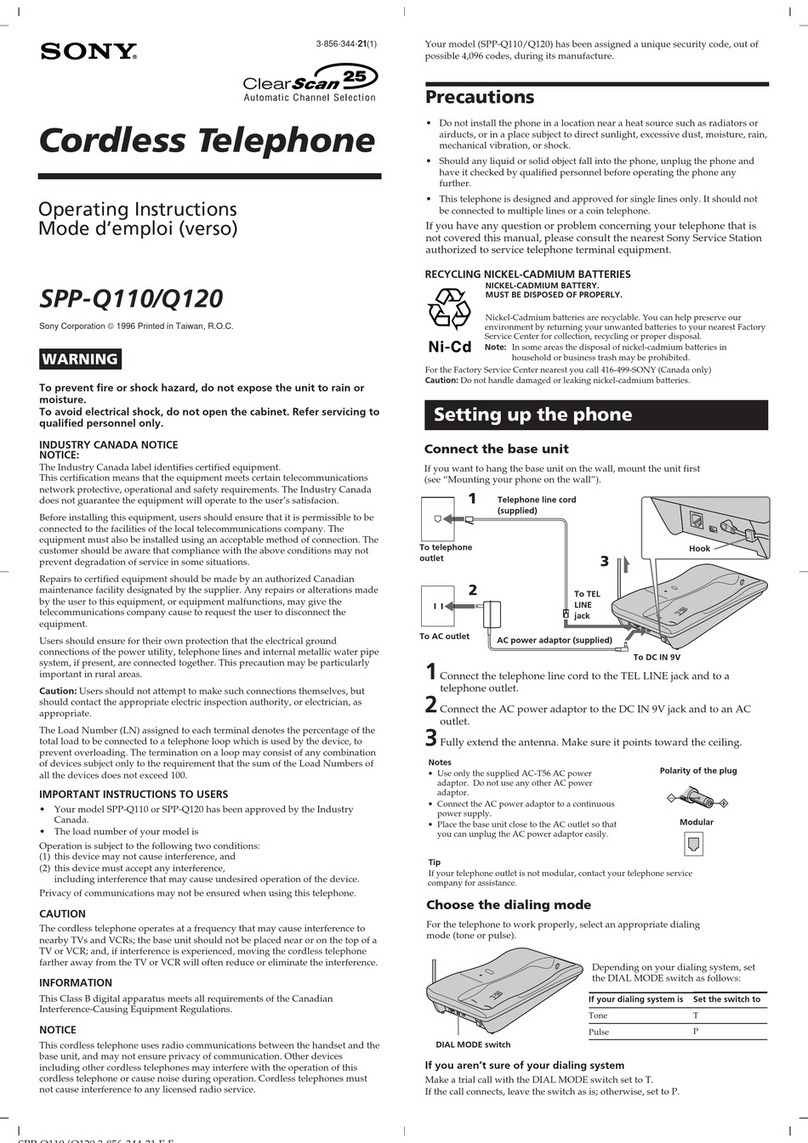 Sony SPP-Q110 operating instructions