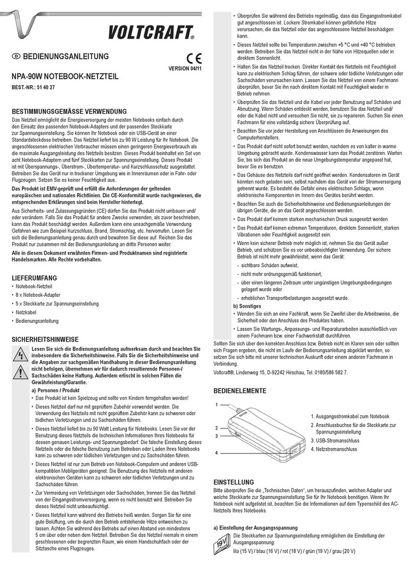 VOLTCRAFT NPA-90W User manual