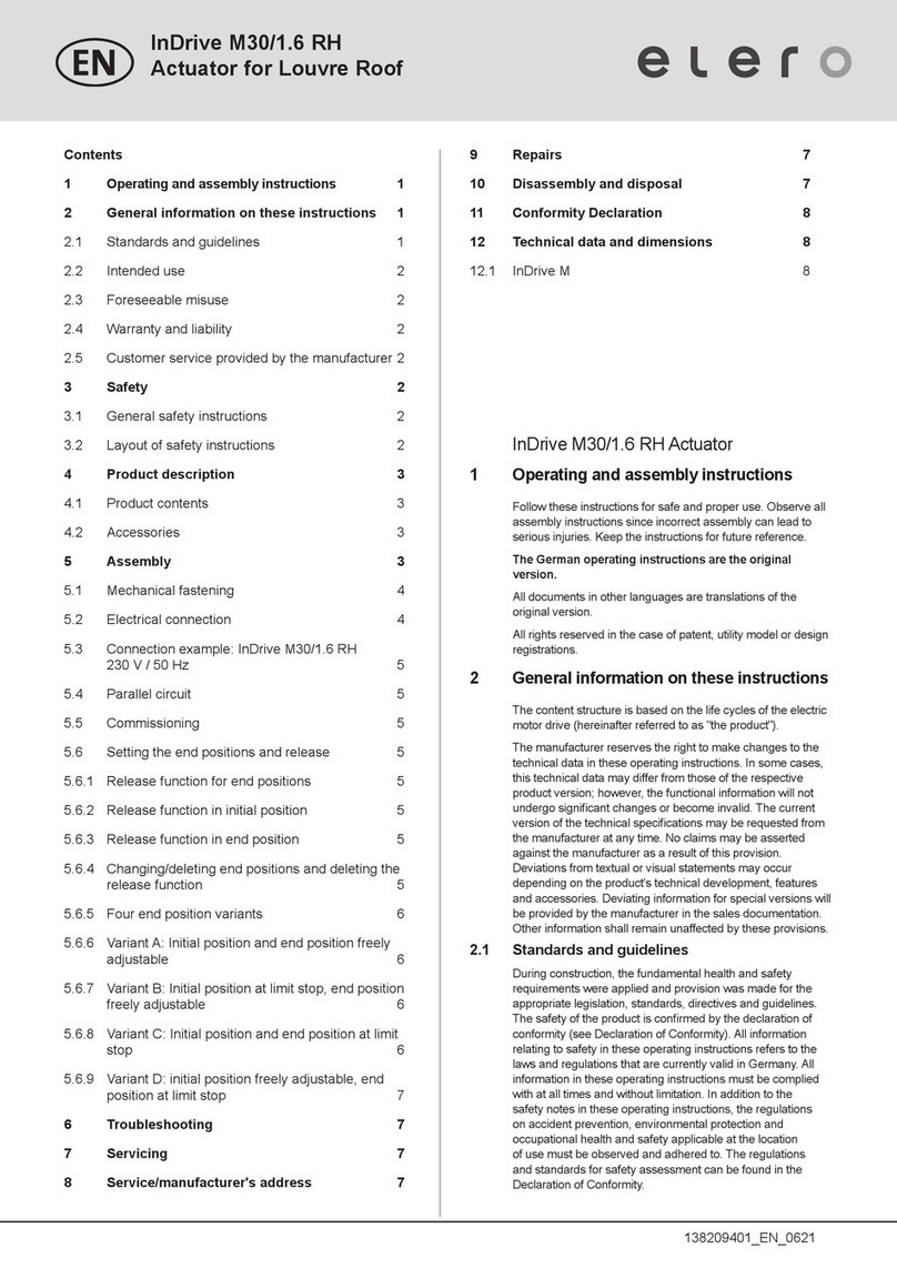 elero InDrive M30/1.6 RH Operating and assembly instructions
