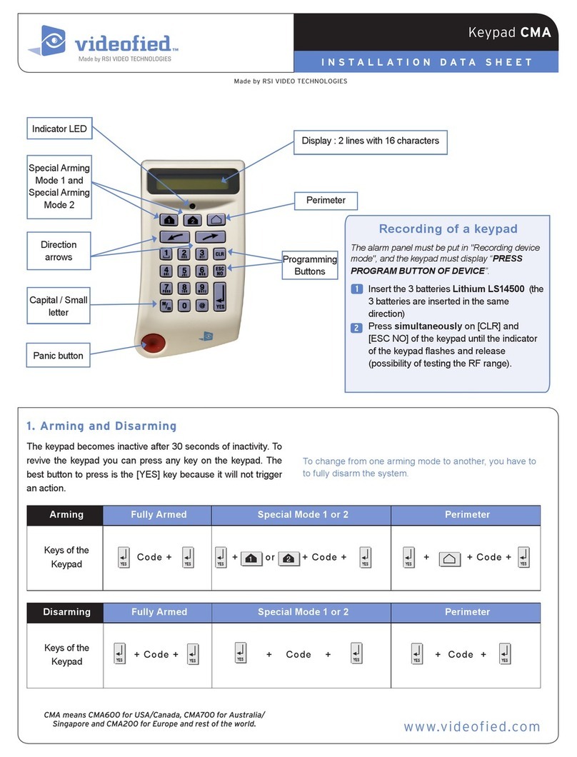 RSI VIDEO TECHNOLOGIES videofied CMA200 Installation datasheet
