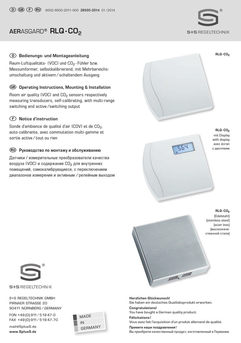 S+S Regeltechnik AERASGARD RLQ-C02 Operating Instructions, Mounting & Installation